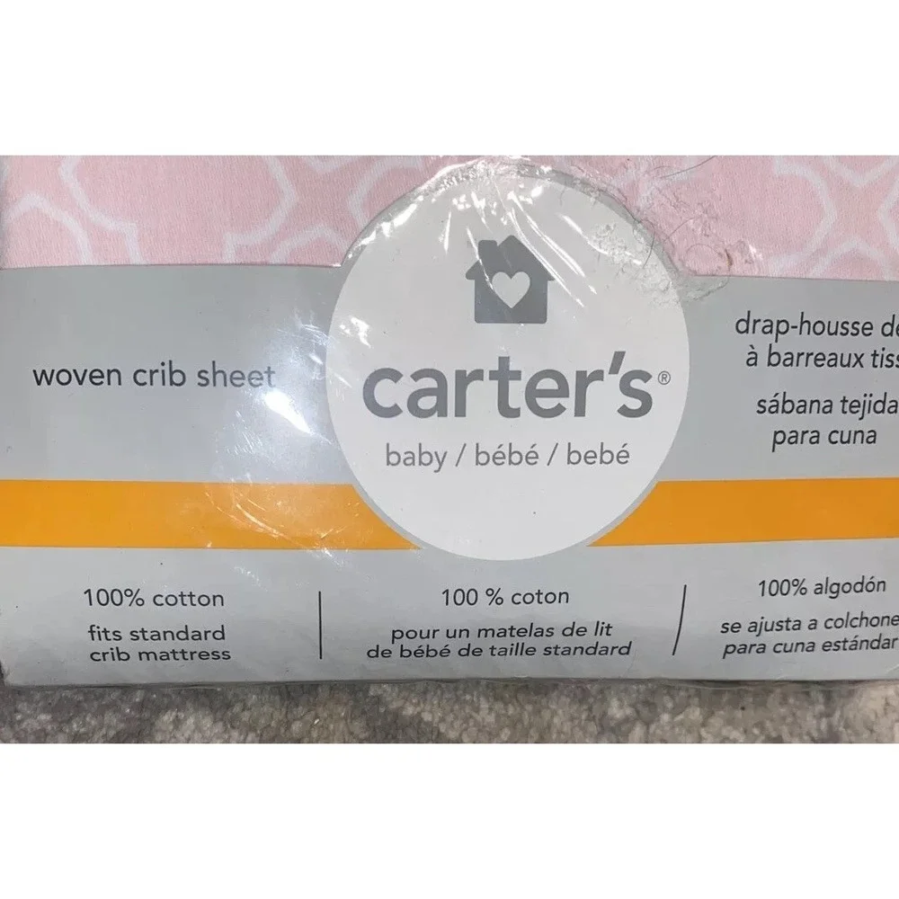 NEW CARTERS PINK AND WHITE Fitted Baby Crib Sheet NEW GIRL‎